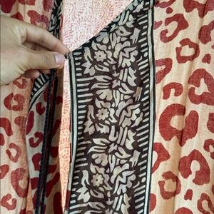 Red and Black Patterned Long Cotton Kimono M